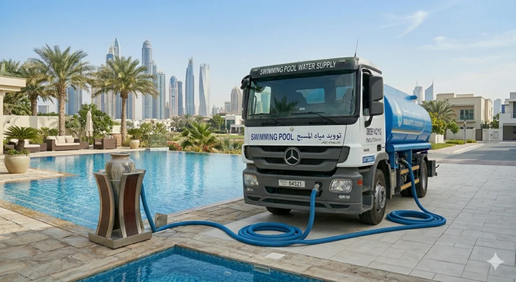 Swimming pool water filling service in Dubai - Pak Gulf Tanker